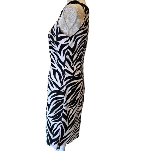 Connected apparel- Womens Black and White Zebra Pint Sheath Dress size 6 - Picture 4 of 7